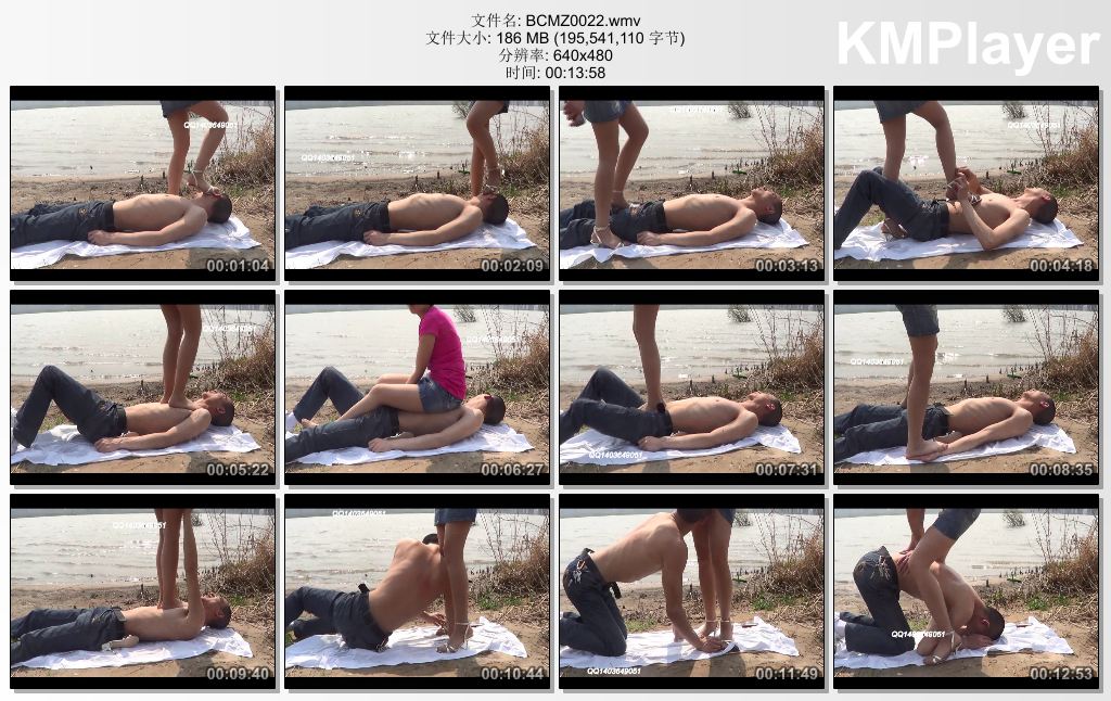 冰城玫姿0022_女皇肉丝凉鞋江边调教踩踏男奴.jpg