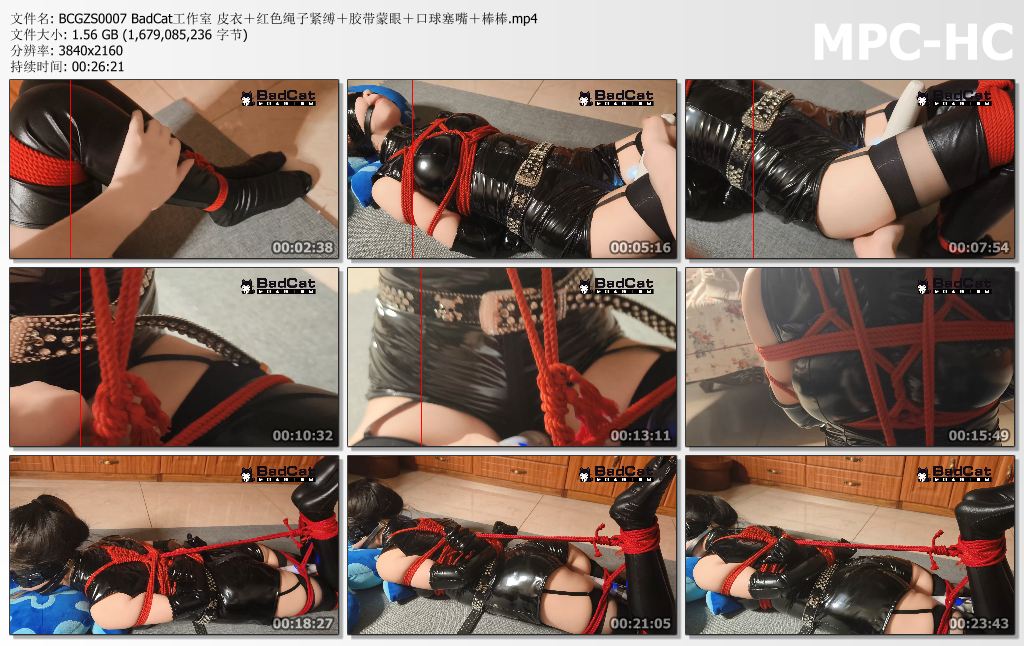 BadCat工作室_皮衣胶带蒙眼口球塞嘴红色绳子紧缚棒棒震动.jpg