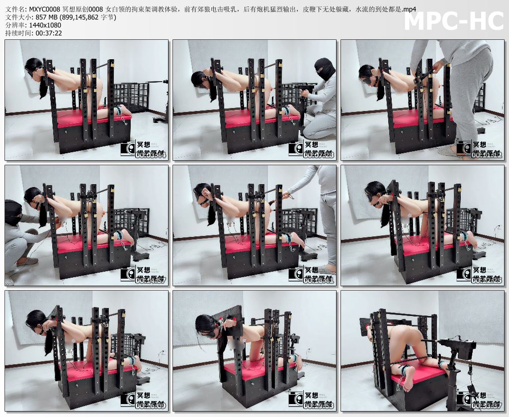 冥想绳艺原创_女白领的拘束架调教体验 前有郊狼电击吸乳 后有炮机猛烈输出 皮鞭下无处.jpg