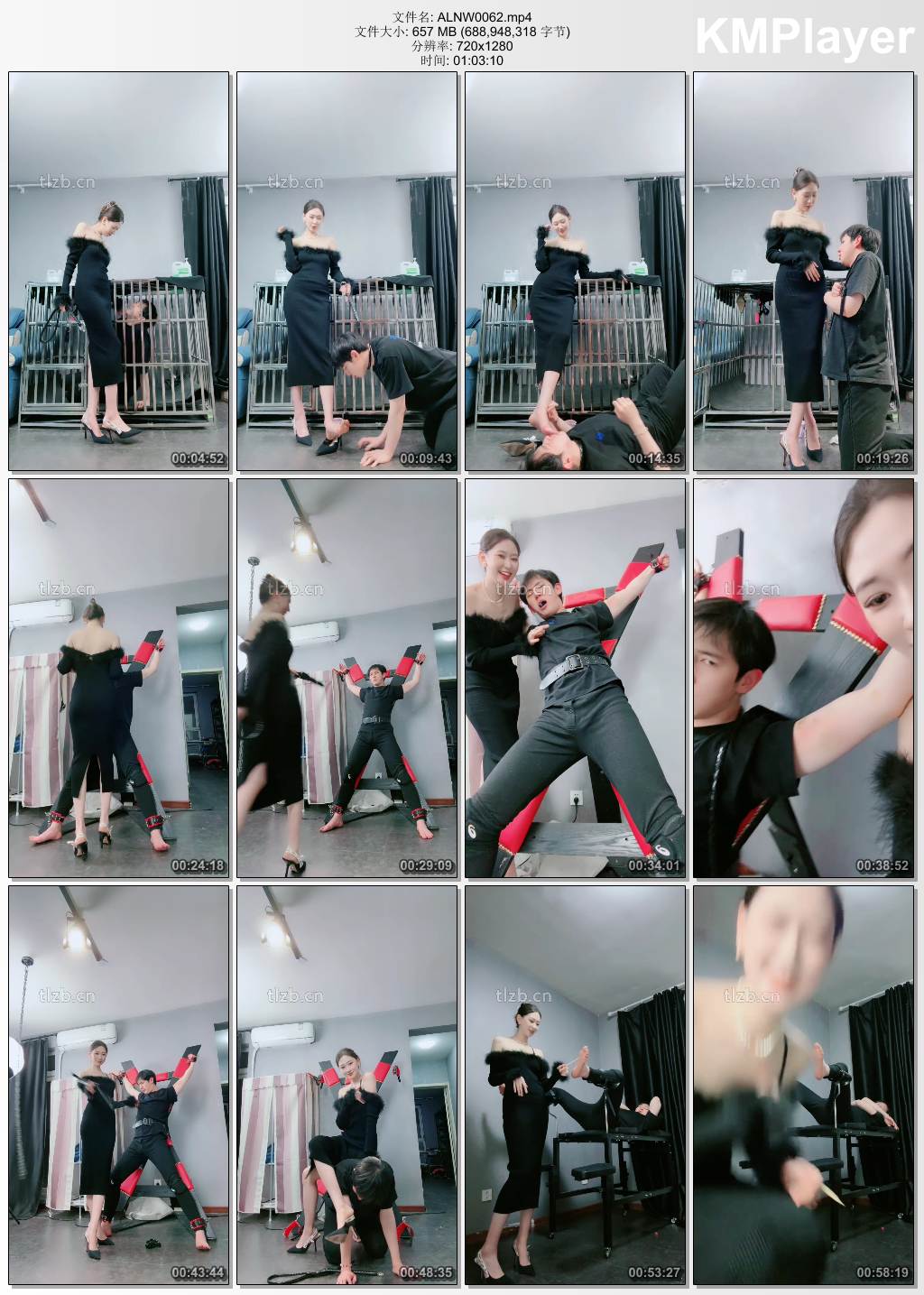 艾琳S女王0062_铁笼关狗舔高跟 碾压狗爪 袜子塞嘴 插嘴虐乳.jpg